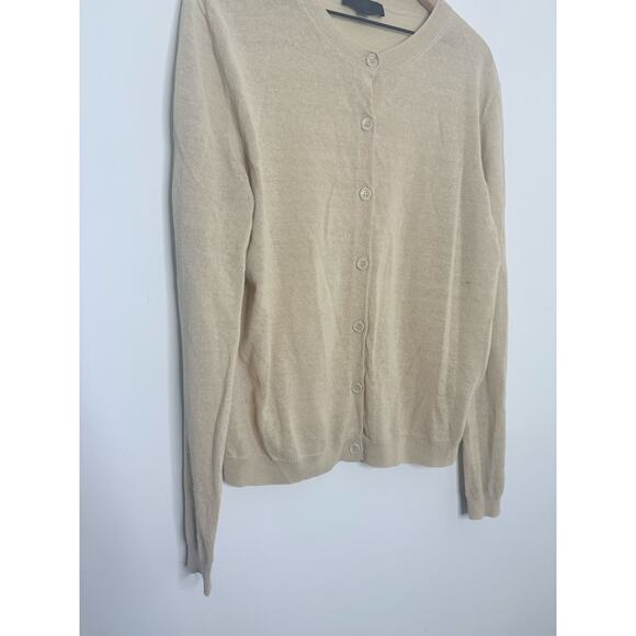 Zara Linen Cardigan Sweater Womens XL Cream - Picture 6 of 11